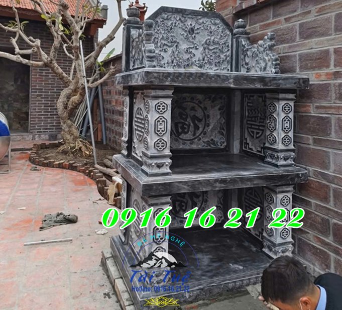 Am đá thờ thần linh 3 tầng bằng đá thờ ngoài trời