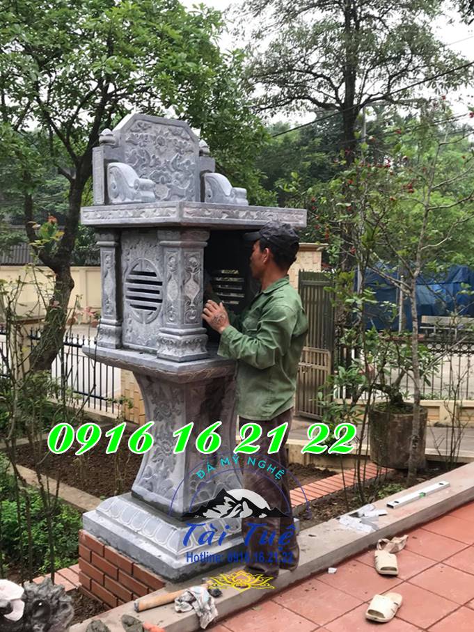 Mẫu am đá thờ thổ địa 2 tầng bằng đá ngoài trời