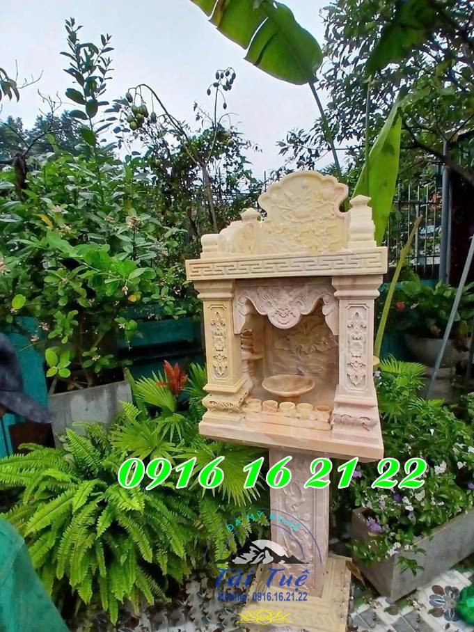Mẫu am miếu bằng đá thờ thần linh thổ địa 2 tầng 02