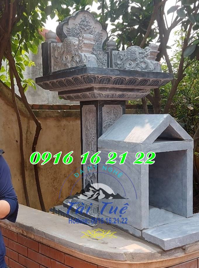 Mẫu am miếu bằng đá thờ thần linh thổ địa 2 tầng 04