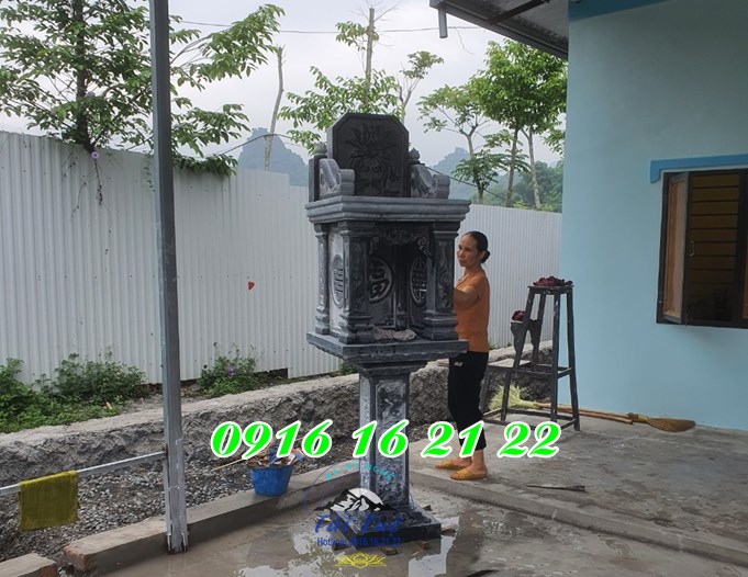 Mẫu am miếu bằng đá thờ thần linh thổ địa 2 tầng 05