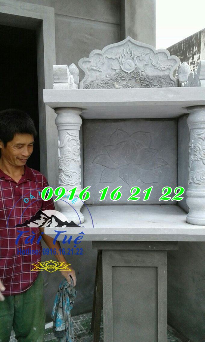 Mẫu am miếu bằng đá thờ thần linh thổ địa 2 tầng 08