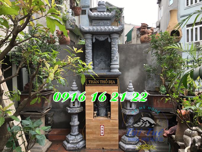 Mẫu am miếu bằng đá thờ thần linh thổ địa 2 tầng 09