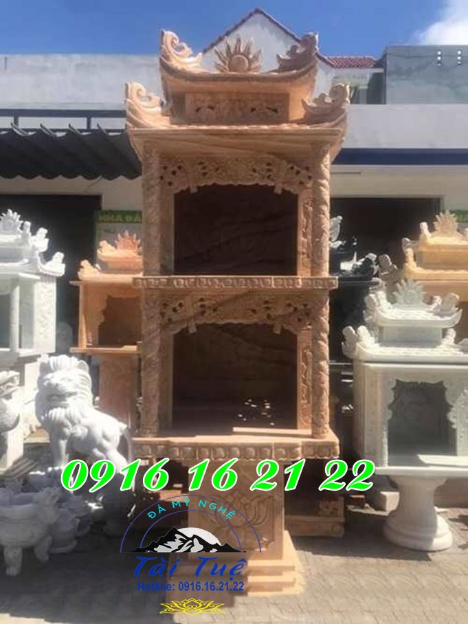 Mẫu am miếu bằng đá thờ thần linh thổ địa 2 tầng 11