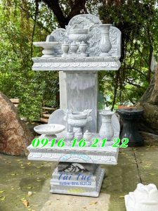 Mẫu am miếu bằng đá vân mây thờ thần linh thổ địa 2 tầng 13