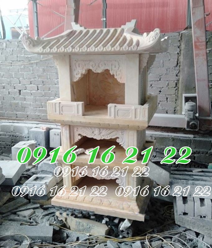 Mẫu am miếu thờ thần linh thổ địa 3 tầng bằng đá vàng Mẫu am miếu thờ thần linh thổ địa 3 tầng bằng đá vàng
