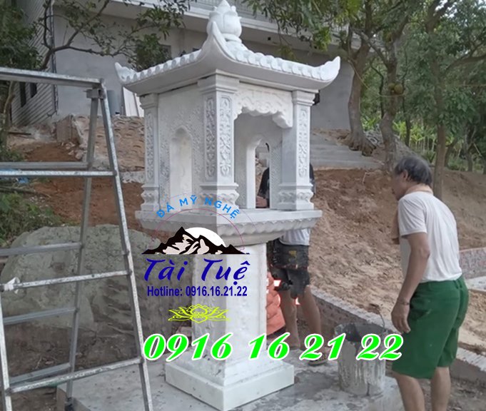 Mẫu bàn thờ thiên bằng đá trắng có mái tại Bình Thuận Mẫu bàn thờ thiên bằng đá trắng có mái tại Bình Thuận