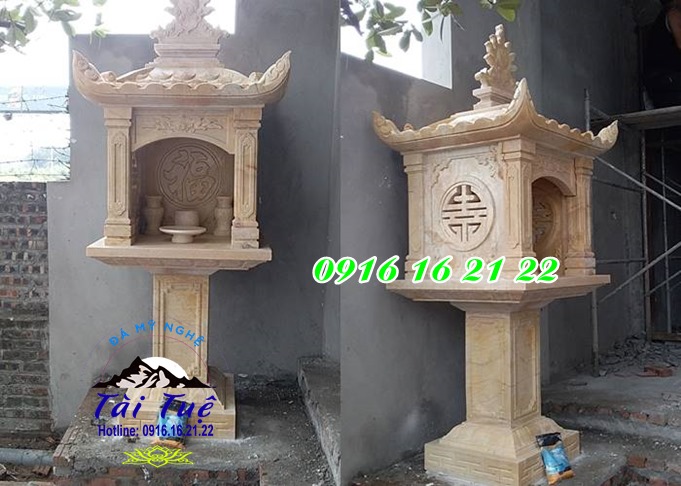 Mẫu bàn thờ thiên bằng đá vàng có mái tại Bình Thuận Mẫu bàn thờ thiên bằng đá vàng có mái tại Bình Thuận