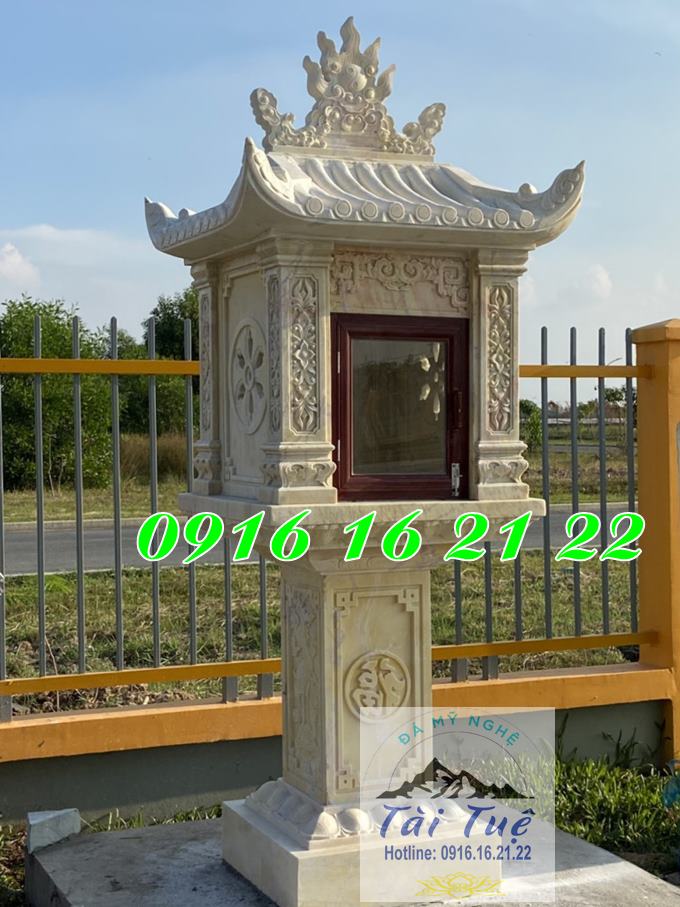 Mẫu cây hương thờ ngoài trời bằng đá vàng 1 mái Mẫu cây hương thờ ngoài trời bằng đá vàng 1 mái