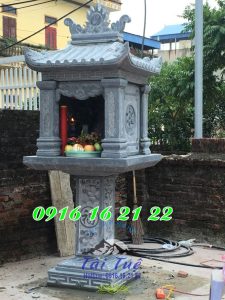Mẫu bàn thờ tiền chủ bằng đá xanh đen một mái tại Sài Gòn