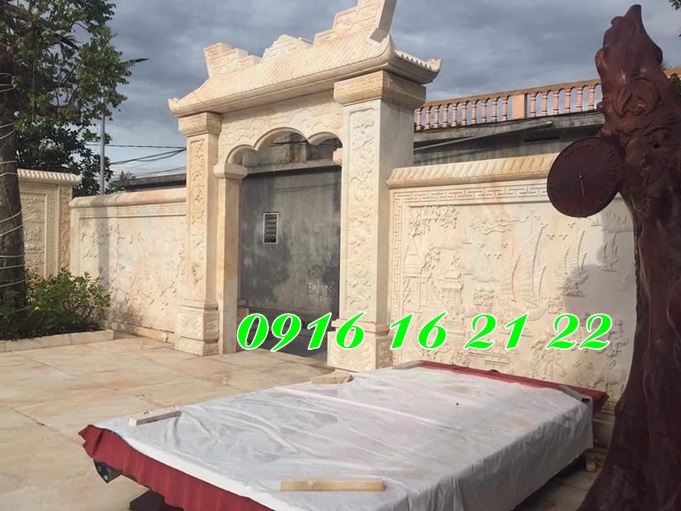 Cổng nhà thờ họ bằng đá vàng đơn giản tại Quảng Ninh Cổng nhà thờ họ bằng đá vàng đơn giản tại Quảng Ninh