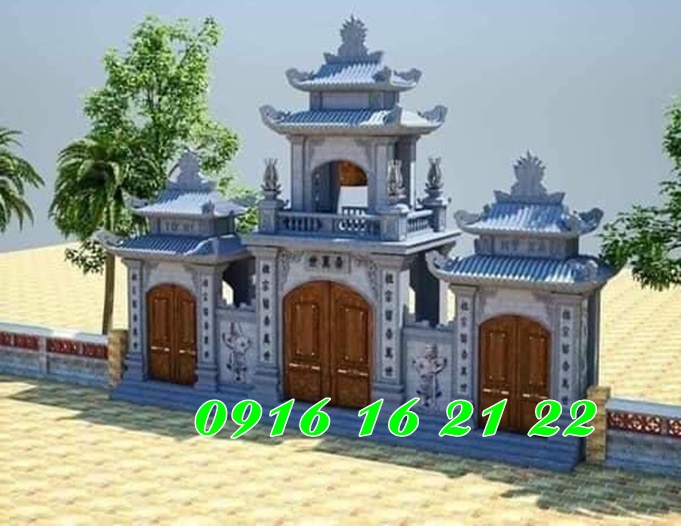 Mẫu cổng đá tam quan có gác mái 2 tầng tại Bắc Ninh Mẫu cổng đá tam quan có gác mái 2 tầng tại Bắc Ninh