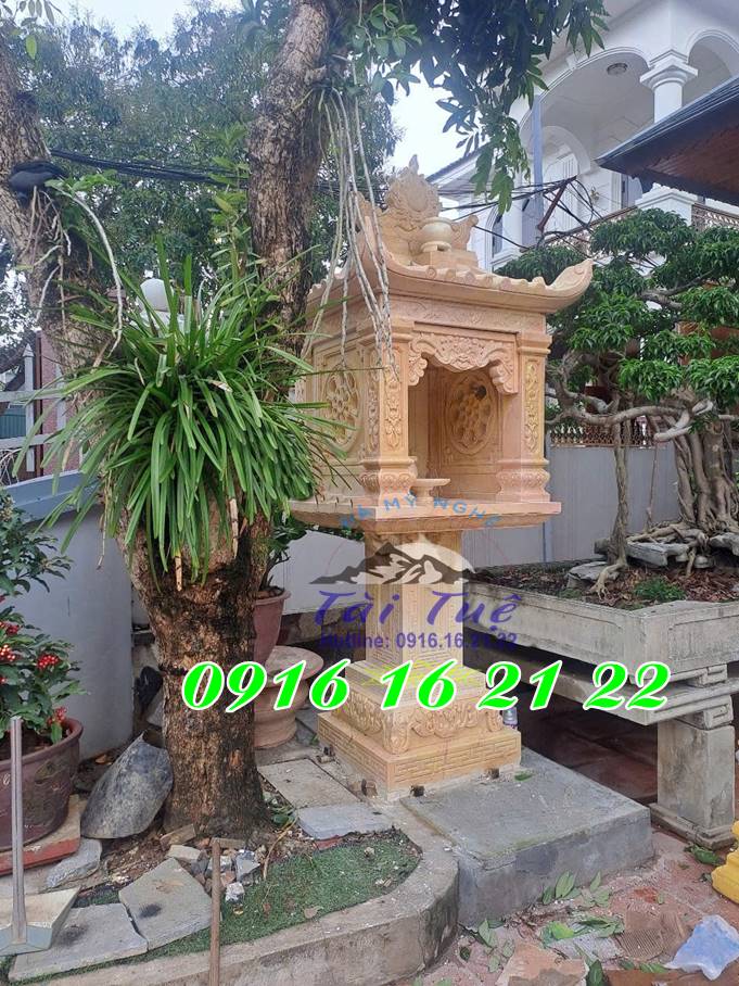 Mẫu cây hương đá vàng thờ thiên địa có mái tại Bình Định Mẫu cây hương đá vàng thờ thiên địa có mái tại Bình Định
